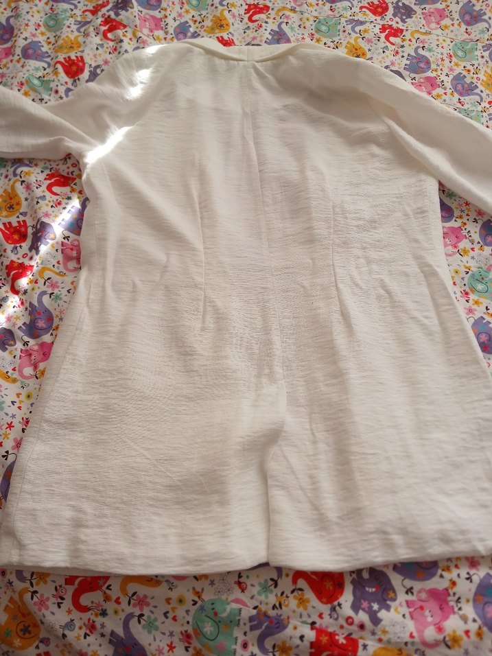 Düğmeli Beyaz Pamuklu Ceket - Görsel 4