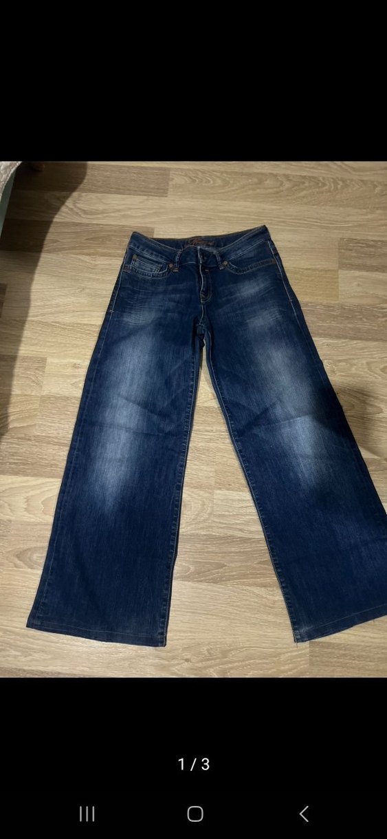 Lacivert Rahat Kesim Midi Kadın Kot Pantolon - Görsel 4