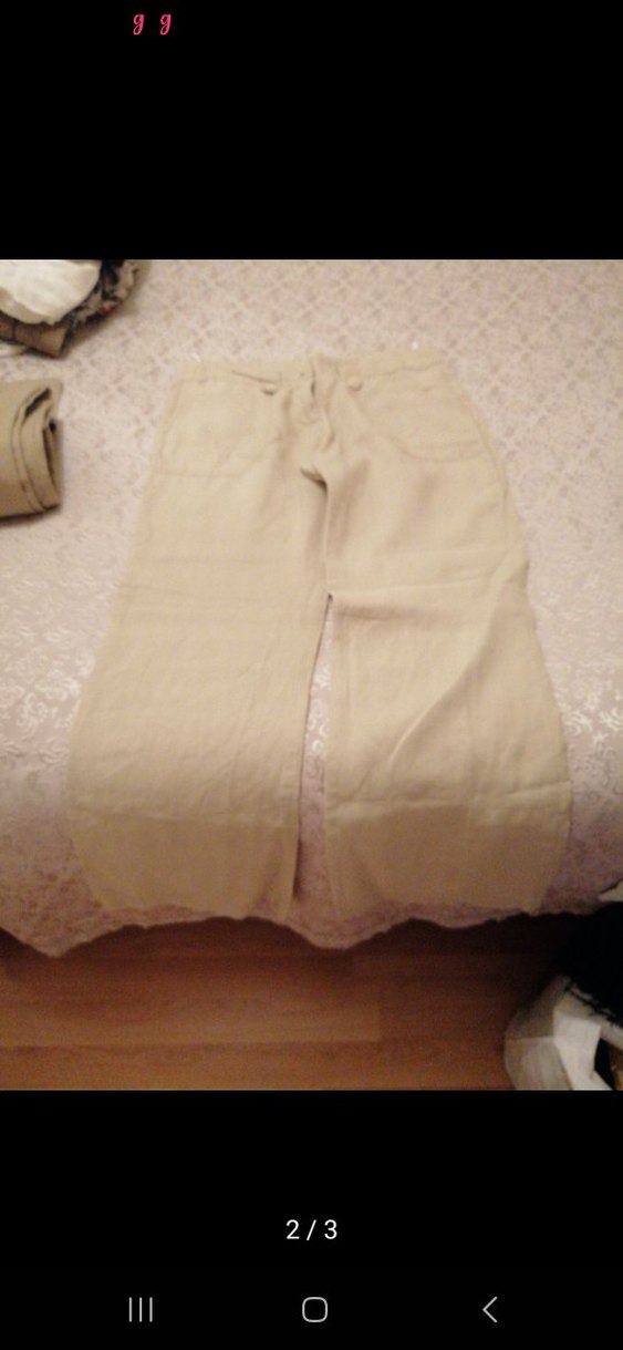 Bej Kadın Keten Midi Pantolon - Görsel 3