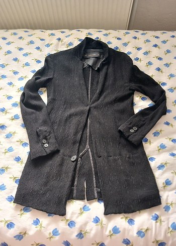 Düğmeli Siyah Midi Ceketi - Görsel 8