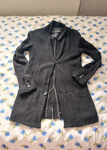 Düğmeli Siyah Midi Ceketi - Görsel 6