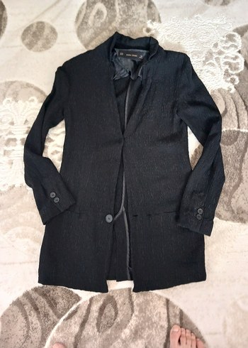 Düğmeli Siyah Midi Ceketi - Görsel 2