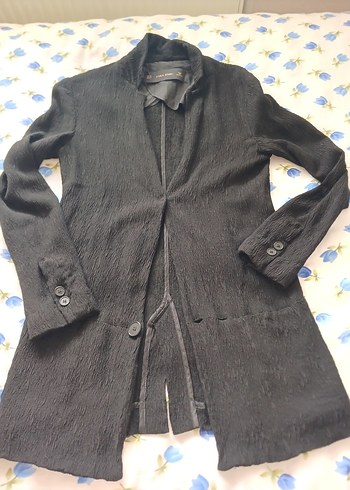 Düğmeli Siyah Midi Ceketi - Görsel 9