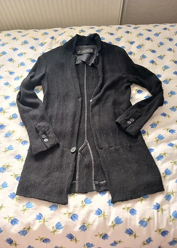 Düğmeli Siyah Midi Ceketi - Görsel 5