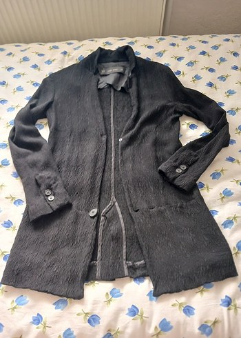 Düğmeli Siyah Midi Ceketi - Görsel 7