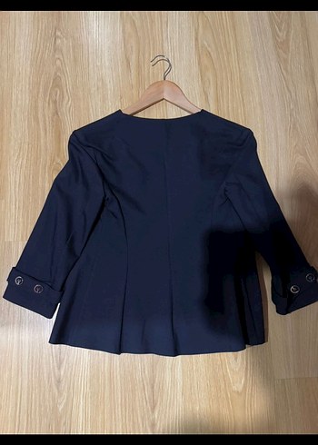 Düğmeli Lacivert Kadın Mini Blazer - Görsel 2