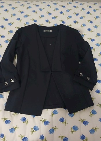 Düğmeli Lacivert Kadın Mini Blazer - Görsel 5