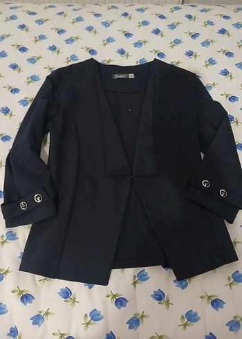 Düğmeli Lacivert Kadın Mini Blazer - Görsel 7