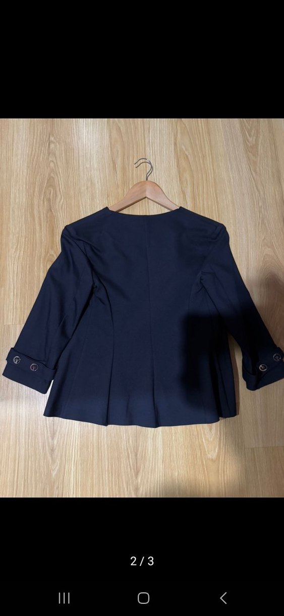 Düğmeli Lacivert Kadın Mini Blazer - Görsel 2