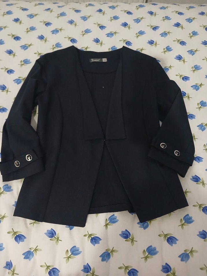 Düğmeli Lacivert Kadın Mini Blazer - Görsel 5