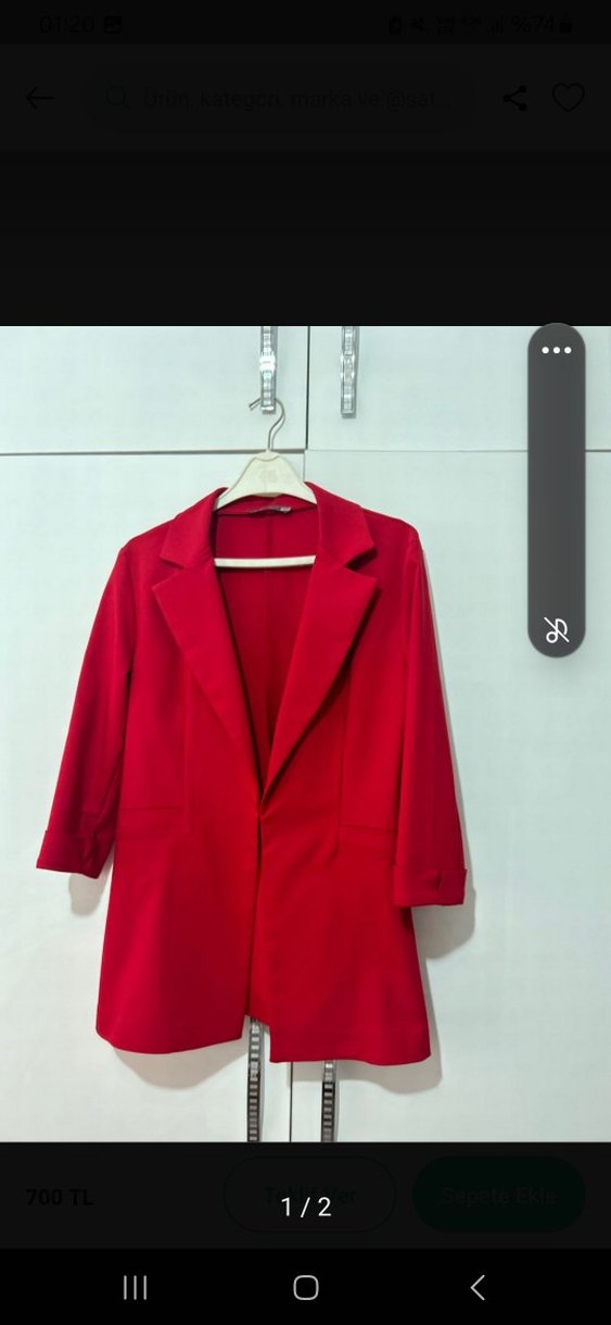 Kırmızı Kadın Blazer Ceket - Görsel 2