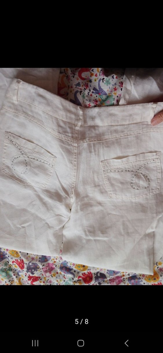 Kadın Beyaz Keten Bol Kesim Pantolon - Görsel 2