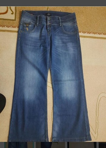 2K Mavi Yikamali Denim Jean Flare Y2k Dusuk Bel