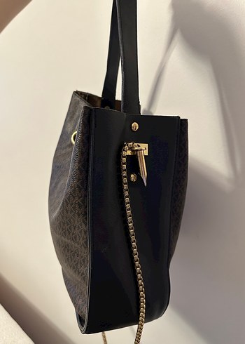 Michael Kors Zincir Detaylı Kahverengi Deri Çanta - Görsel 4