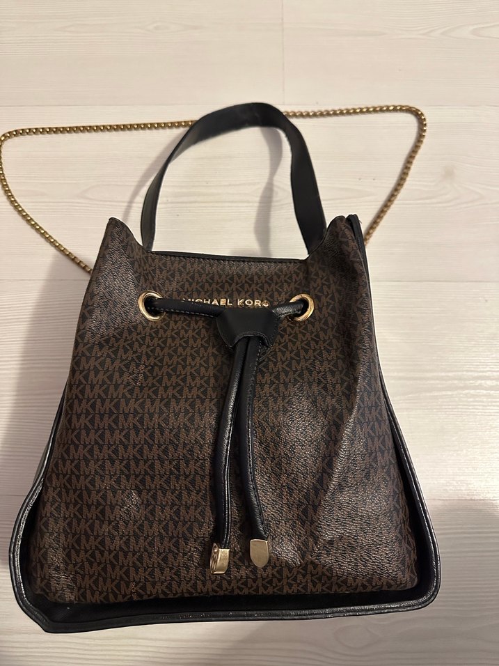 Michael Kors Zincir Detaylı Kahverengi Deri Çanta - Görsel 5