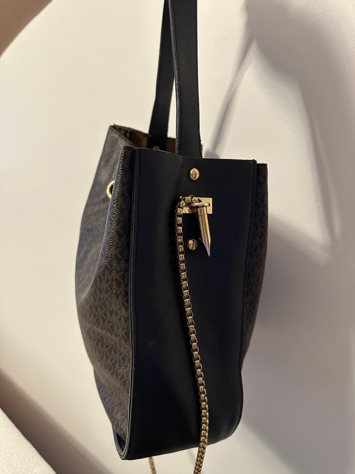 Michael Kors Zincir Detaylı Kahverengi Deri Çanta - Görsel 4