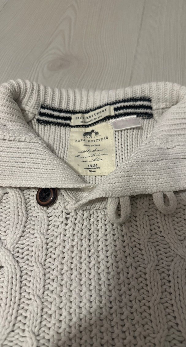 Zara Orijinal Örgü Beyaz Erkek Çocuk Kazak 18-24 ay - Görsel 4