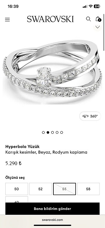 swarovski Swaroski marka yüzük