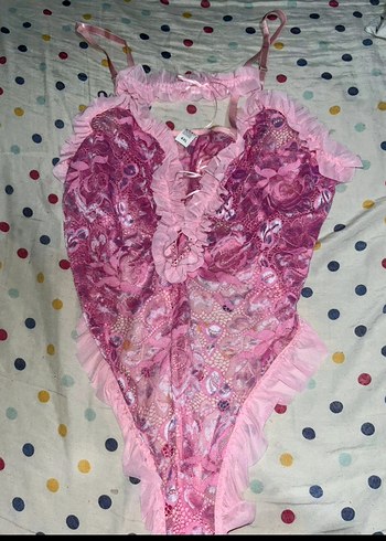 Çok şık pembe Transparan Bodysuit