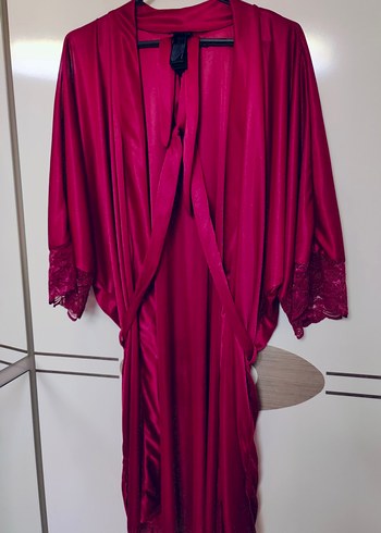 Bordo Uzun Kadın Sabahlık - Görsel 3