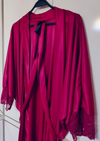 Bordo Uzun Kadın Sabahlık - Görsel 5