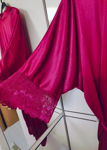 Bordo Uzun Kadın Sabahlık - Görsel 2