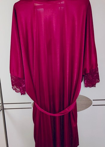 Bordo Uzun Kadın Sabahlık - Görsel 11