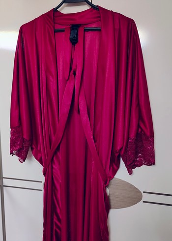 Bordo Uzun Kadın Sabahlık - Görsel 12