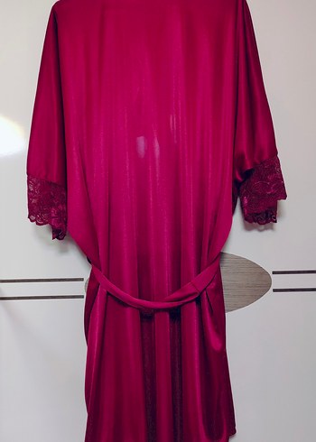 Bordo Uzun Kadın Sabahlık - Görsel 7