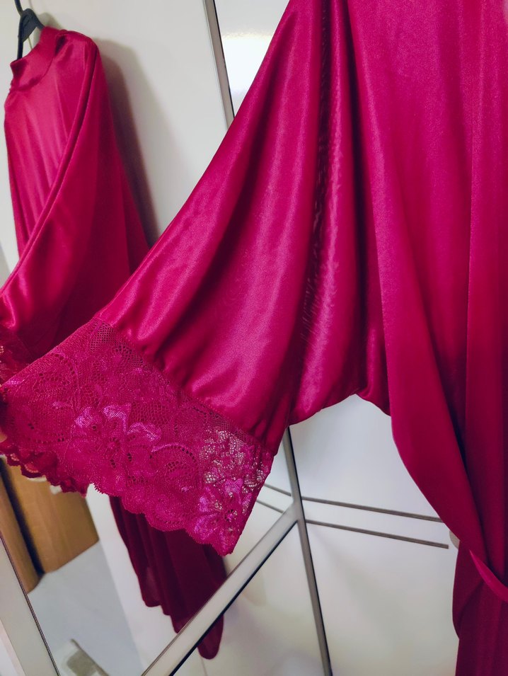 Bordo Uzun Kadın Sabahlık - Görsel 2