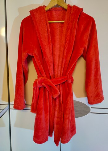 Uzun Kollu Kırmızı Midi Kadın Bornoz - Görsel 8