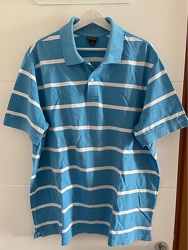 Mavi Beyaz Çizgili Polo Yaka T-Shirt