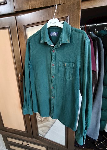 Erkek Koyu Yeşil Denim Gömlek
