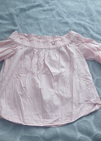 Pembe kayık yaka Fırfırlı Kadın Bluz