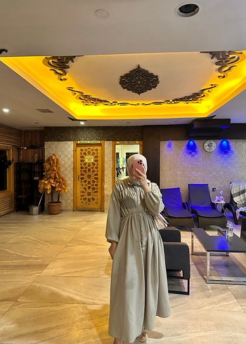 Haki Renkli Uzun Salaş Kadın Elbise - Görsel 3