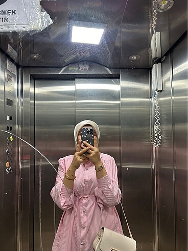 Salaş Tunik gömlek pembe çizgili