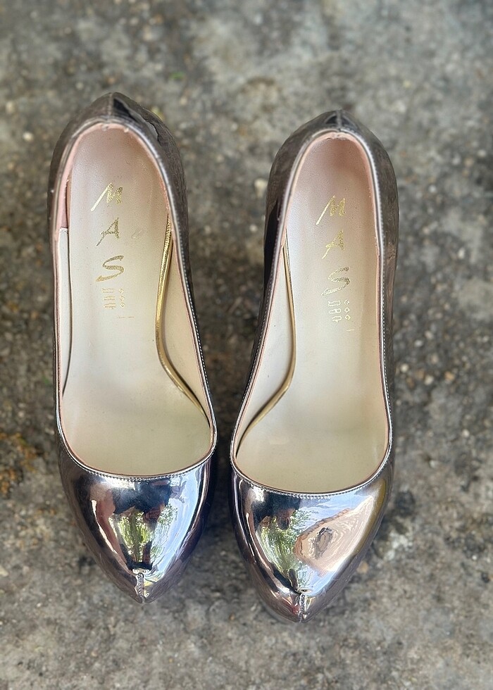 Gümüş renk çift platform topuklu ayakkabı - Görsel 3