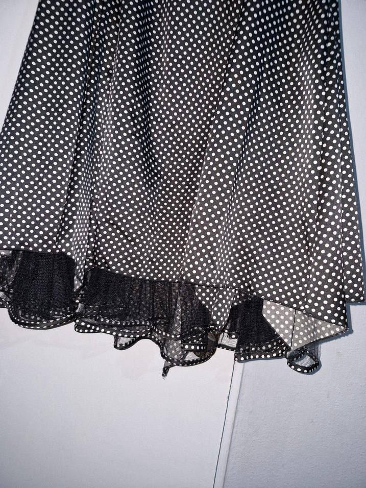 Puantiye Desenli Siyah Midi Halter Elbise - Görsel 3