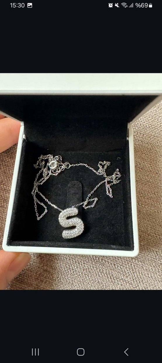 925 ayar gümüş S Harfi Kolye - Görsel 2