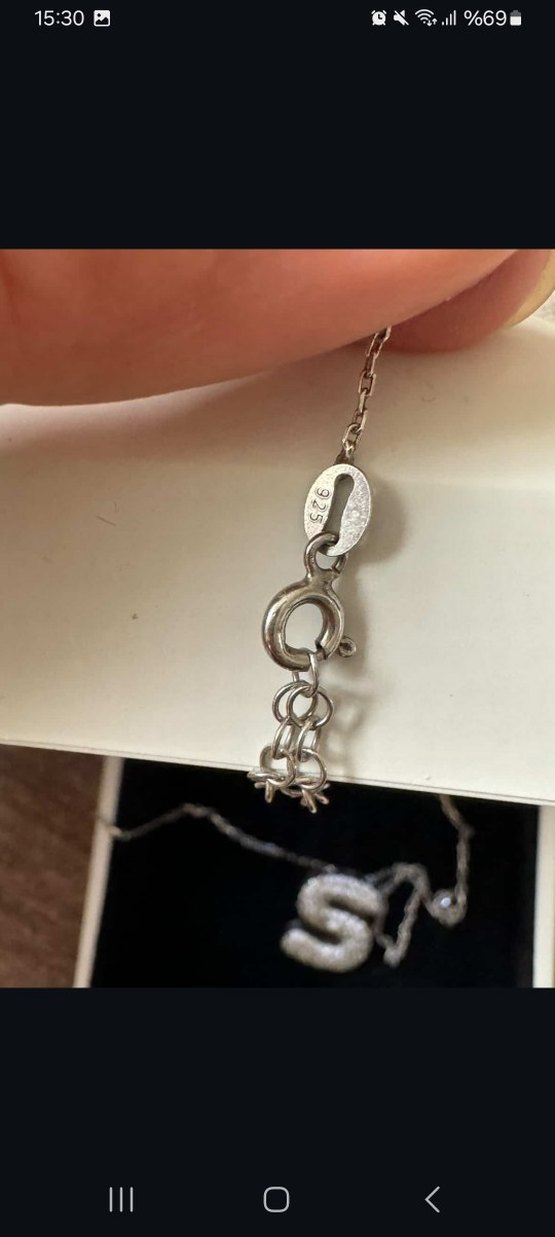925 ayar gümüş S Harfi Kolye - Görsel 4