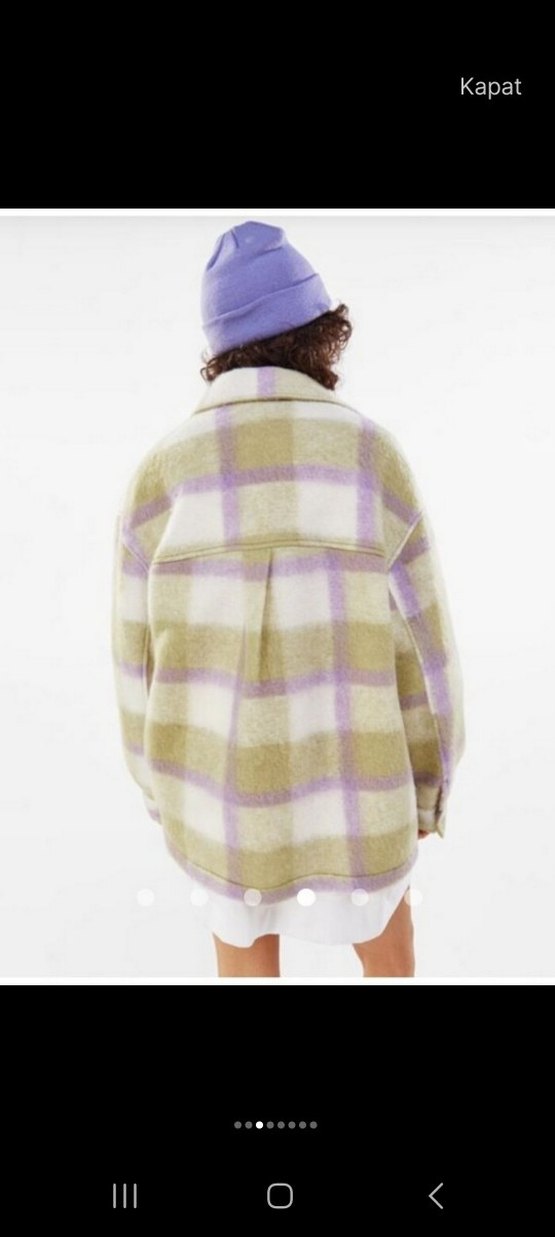 Bershka Düğmeli Yünlü Kumaş Midi Kadın Ceket - Görsel 2