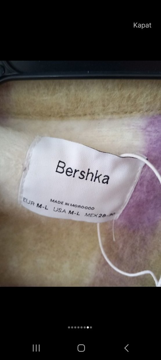 Bershka Düğmeli Yünlü Kumaş Midi Kadın Ceket - Görsel 5