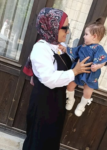 Nakışlı Renkli Denim Kız Elbisesi - Görsel 3