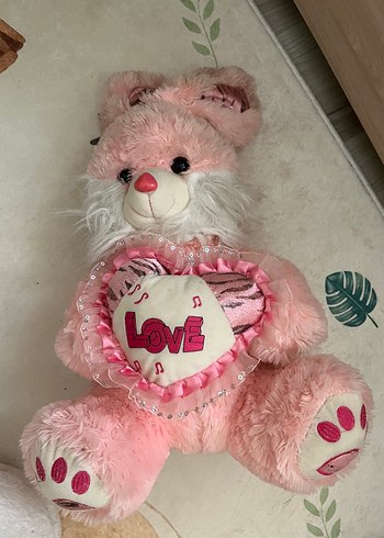Pembe Peluş Oyuncak Ayı Kalp Yastıklı