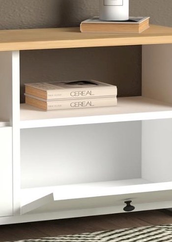 Diğer Beyaz Raflı Ahşap Üstlü Dekoratif Dolap vivense