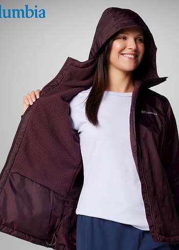 Columbia Bordo(Mora Çalan) Fermuarlı Kadın Yağmurlu Ceket - Görsel 7