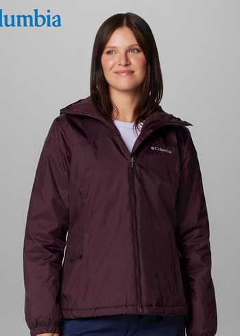 Columbia Bordo(Mora Çalan) Fermuarlı Kadın Yağmurlu Ceket - Görsel 6