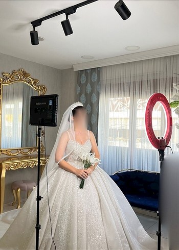 diğer Beden beyaz Renk Parlak Beyaz Straplez Prenses Gelinlik