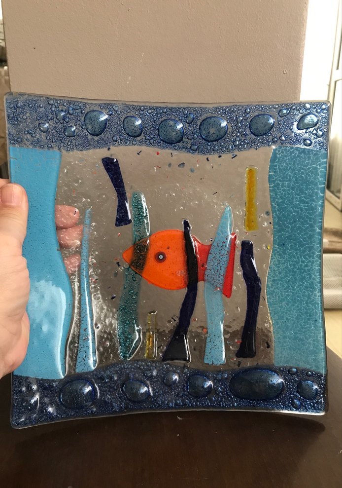 Mavi Balık deseni tabak - Görsel 3