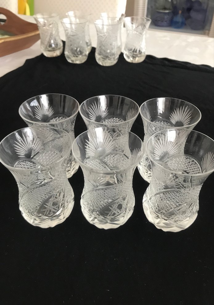 Kristal Kesim İşlemeli şey Bardak Seti - Görsel 3